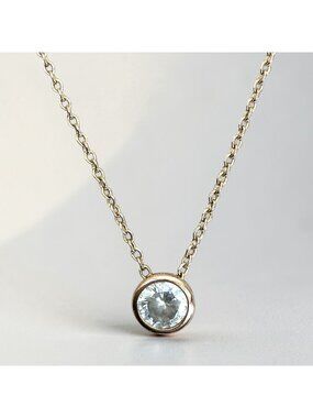 Sterling Silver Necklace With Cubic Zirconia Slider Pendant Adjustable 16-18 Inc
